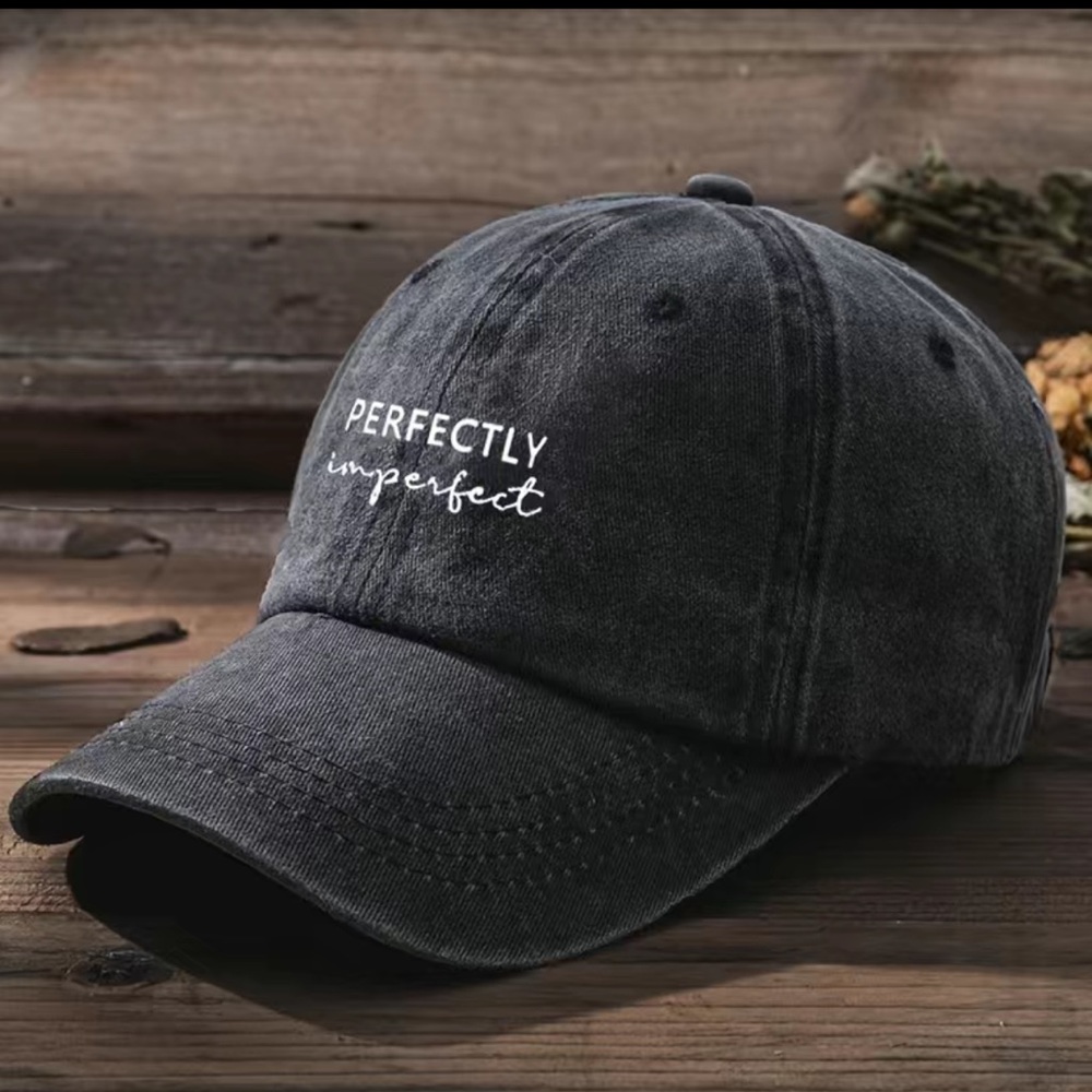 Vintage Print Baseball Cap, PERFECTLY IMPERFECT Washed Sun, Unisex Sport…